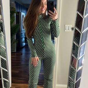 Cynthia Rowley Green and White Jumpsuit